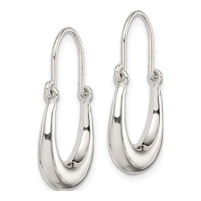 Sterling Silver 25mm Tapered Oval Hoop Earrings – view 3