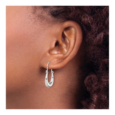Sterling Silver 25mm Tapered Oval Hoop Earrings – view 4