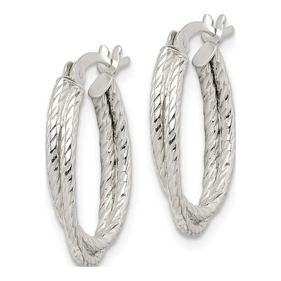 Sterling Silver 20mm Twisted Textured Hoop Earrings – view 3