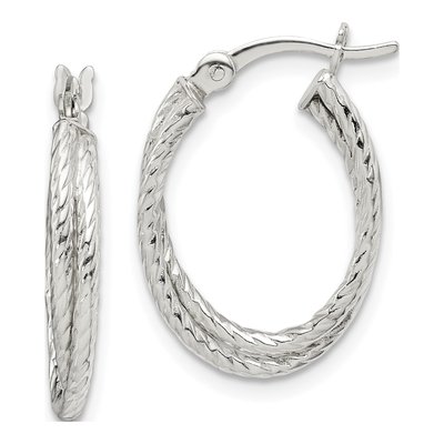 Sterling Silver 20mm Twisted Textured Hoop Earrings