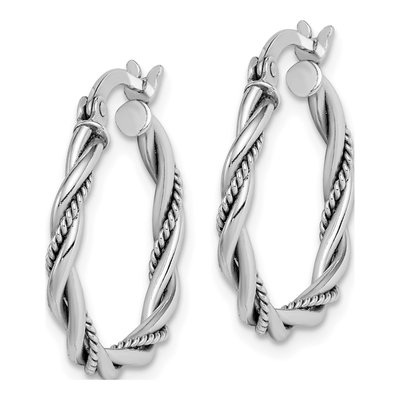 Sterling Silver 20mm Twisted Hoop Earrings – view 3