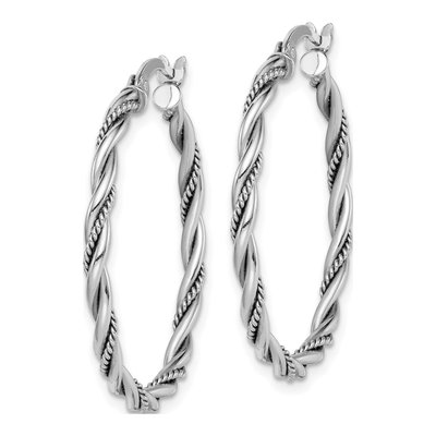 Sterling Silver 30mm Twisted Hoop Earrings – view 3