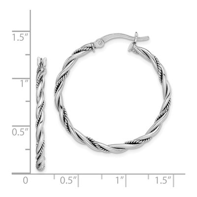 Sterling Silver 30mm Twisted Hoop Earrings – view 5