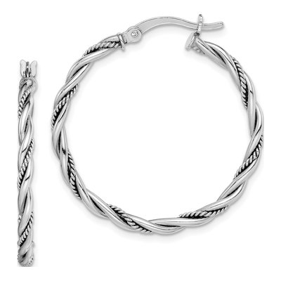 Sterling Silver 30mm Twisted Hoop Earrings