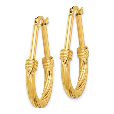 Gold-Plated Sterling Silver 34mm Textured Hoop Earrings – view 3