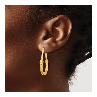 Gold-Plated Sterling Silver 34mm Textured Hoop Earrings – view 4