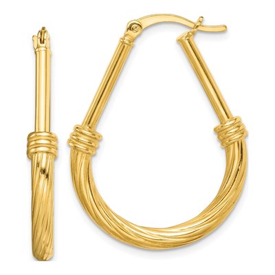 Gold-Plated Sterling Silver 34mm Textured Hoop Earrings
