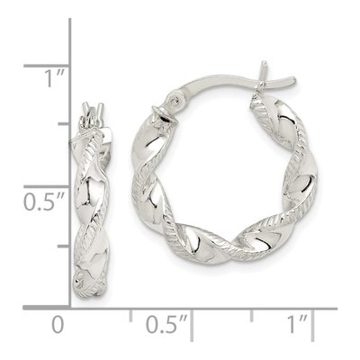 Sterling Silver 21mm Twisted Textured Hoop Earrings – view 5