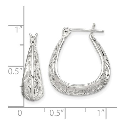 Sterling Silver 21mm Filigree Swirl Hoop Earrings – view 5