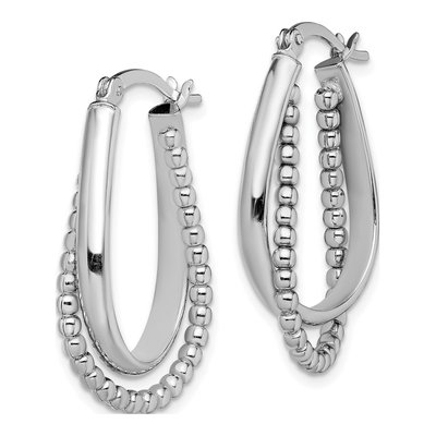Sterling Silver 29mm Twisted Beaded Hoop Earrings – view 3