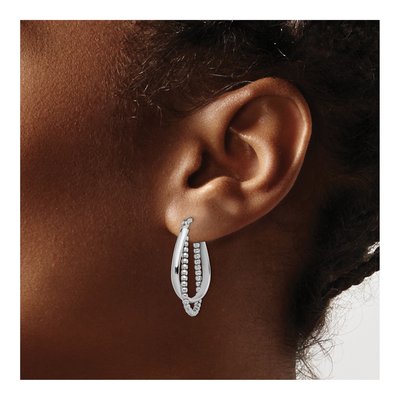 Sterling Silver 29mm Twisted Beaded Hoop Earrings – view 4