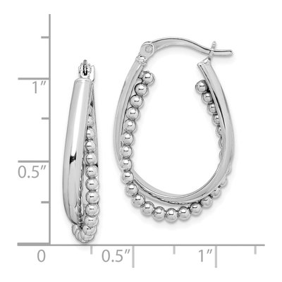 Sterling Silver 29mm Twisted Beaded Hoop Earrings – view 5