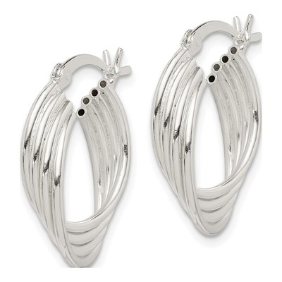 Sterling Silver 23mm Twisted Round Hoop Earrings – view 3