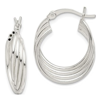 Sterling Silver 23mm Twisted Round Hoop Earrings