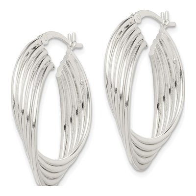 Sterling Silver 31mm Twisted Round Hoop Earrings – view 3