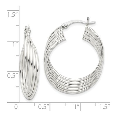 Sterling Silver 31mm Twisted Round Hoop Earrings – view 5
