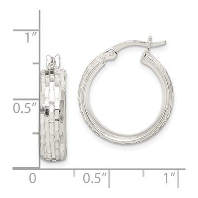 Sterling Silver 20mm Textured Round Hoop Earrings – view 5