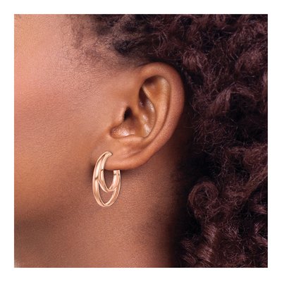 Rose Gold-Plated Sterling Silver 28mm Hoop Earrings – view 4