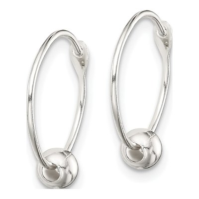 Sterling Silver 13mm Beaded Endless Hoop Earrings – view 3