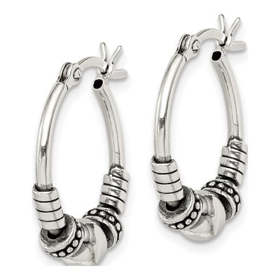 Sterling Silver 21mm Antiqued Hoop Earrings – view 3