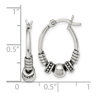 Sterling Silver 21mm Antiqued Hoop Earrings – view 5