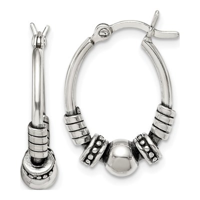 Sterling Silver 21mm Antiqued Hoop Earrings
