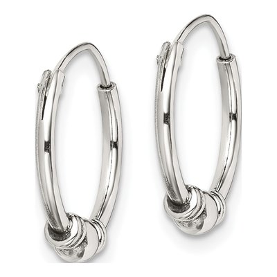 Sterling Silver 14mm Antiqued Beaded Hoop Earrings – view 3