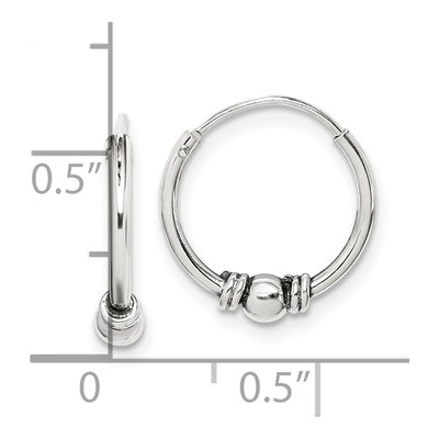 Sterling Silver 14mm Antiqued Beaded Hoop Earrings – view 5
