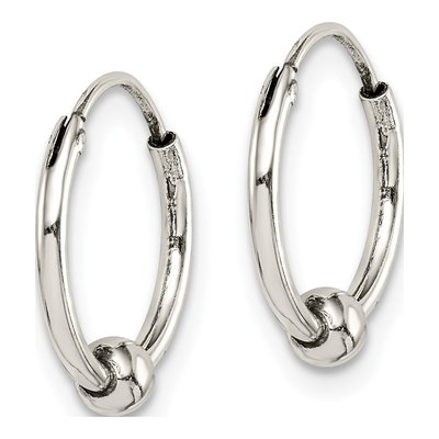Sterling Silver 13mm Antiqued Beaded Endless Hoop Earrings – view 3