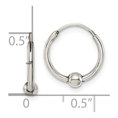 Sterling Silver 13mm Antiqued Beaded Endless Hoop Earrings – view 5
