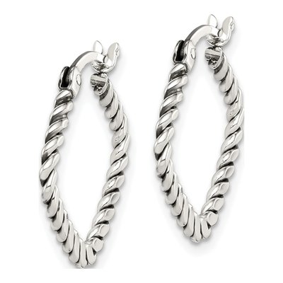 Sterling Silver 20mm Antiqued Square Hoop Earrings – view 3
