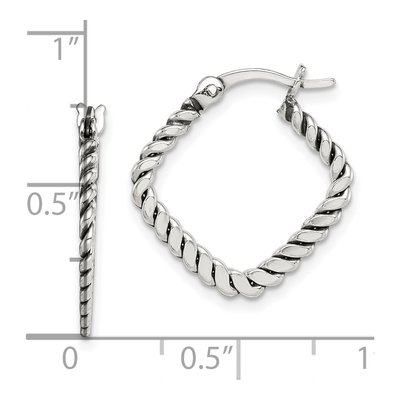 Sterling Silver 20mm Antiqued Square Hoop Earrings – view 5