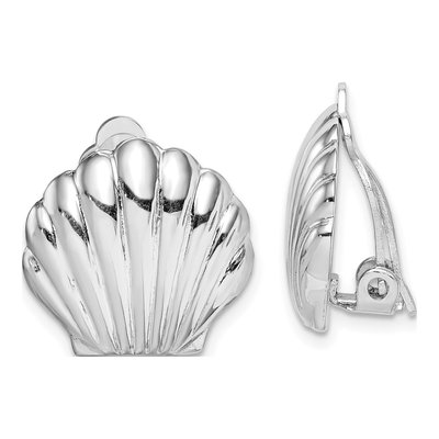 Sterling Silver Non-Pierced Shell Stud Earrings