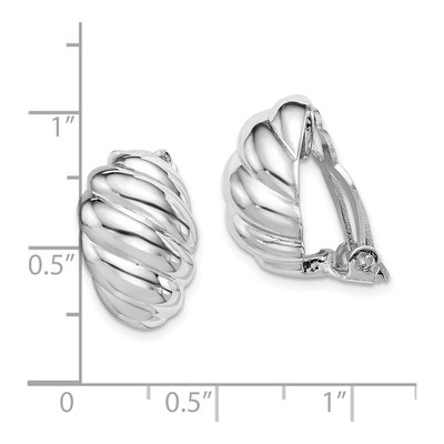 Sterling Silver Non-Pierced Scalloped Oval Stud Earrings – view 5