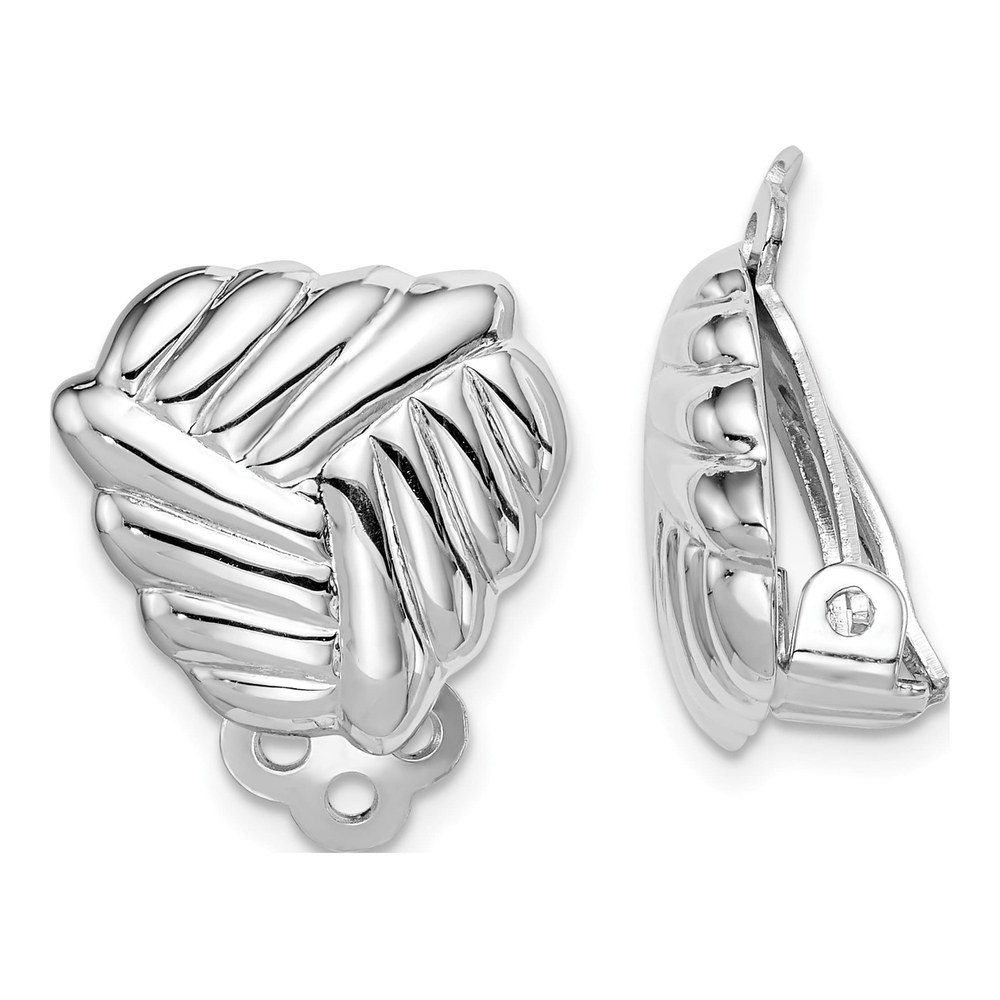 Sterling Silver Woven Triangle Non-Pierced Earrings