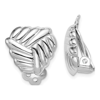 Sterling Silver Woven Triangle Non-Pierced Stud Earrings