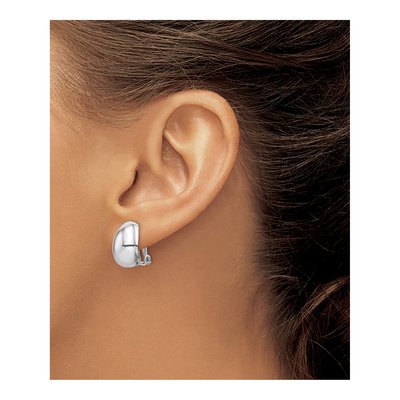 Sterling Silver Non-Pierced Oval Button Stud Earrings – view 4