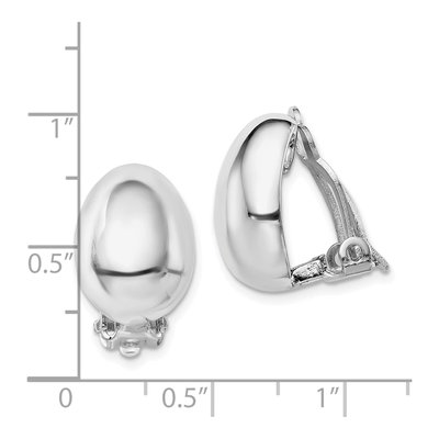 Sterling Silver Non-Pierced Oval Button Stud Earrings – view 5