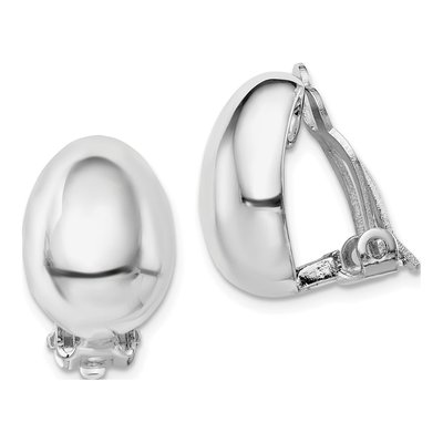 Sterling Silver Non-Pierced Oval Button Stud Earrings