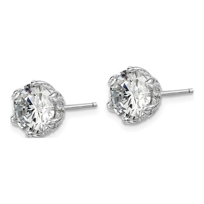 Sterling Silver Round CZ Stud Earrings – view 3