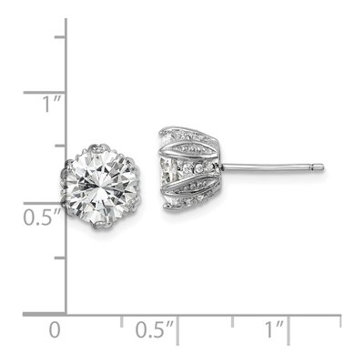Sterling Silver Round CZ Stud Earrings – view 5