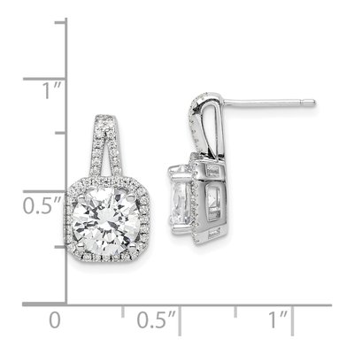 Sterling Silver CZ Halo Dangle Earrings – view 5