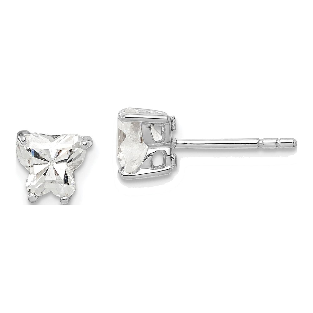 Sterling Silver CZ Butterfly Stud Earrings