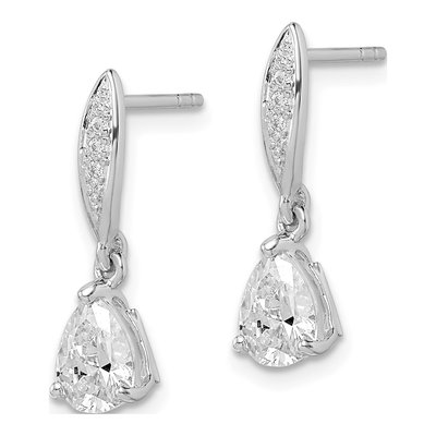 Sterling Silver CZ Pear Dangle Earrings – view 3