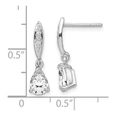 Sterling Silver CZ Pear Dangle Earrings – view 5