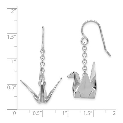 Sterling Silver Origami Crane Dangle Earrings – view 5