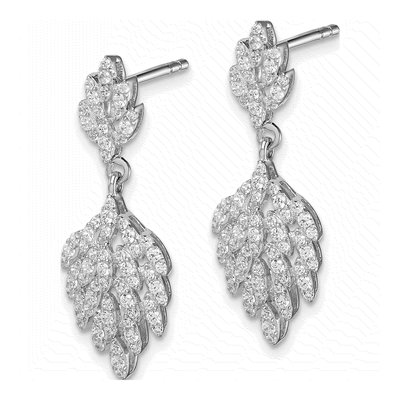 Sterling Silver CZ Leaf Dangle Earrings – view 3
