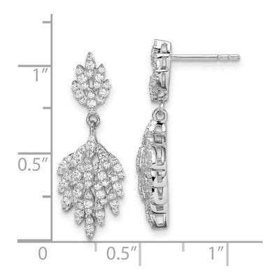 Sterling Silver CZ Leaf Dangle Earrings – view 5