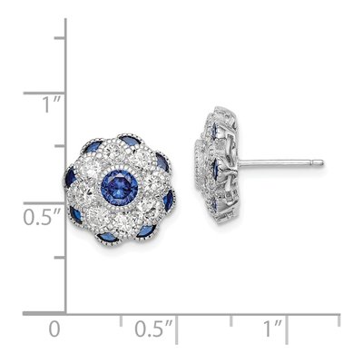Sterling Silver Round CZ Flower Stud Earrings – view 5