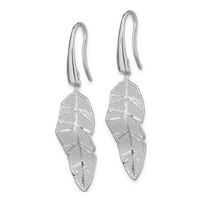 Sterling Silver Leaf Dangle Earrings – view 3
